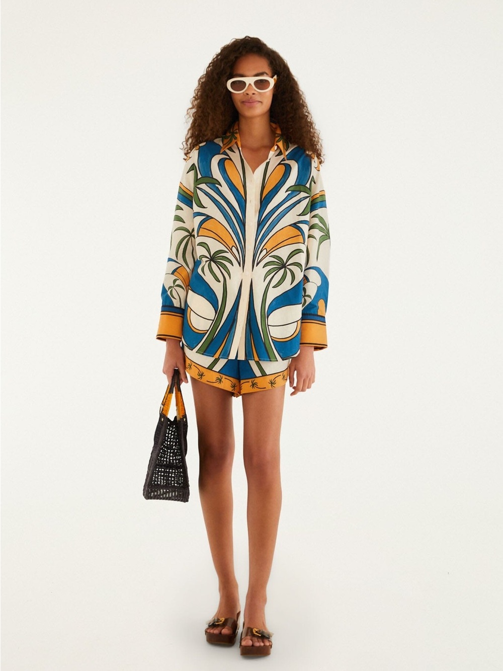 FARM RIO Multicolor Tropical Graphic Drawstring Pockets Shorts